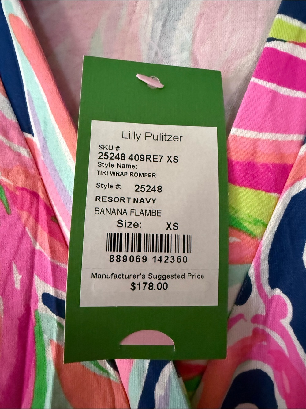 Lilly Pulitzer Tiki Wrap Romper Banana Flambe Resort Navy XS NWT Tropical Wrap - Picture 5 of 6